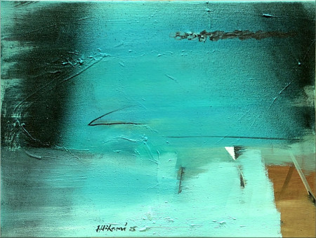 Modré pobřeží - olej, komb. tech. na plátně - 30 x 40 cm - 2025 - 12000,-Kč  